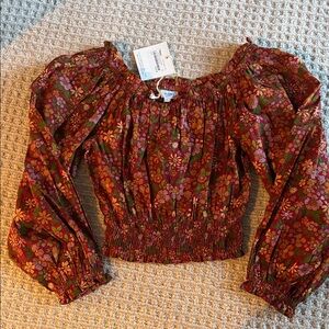 Elegant Floral Smocked Blouse